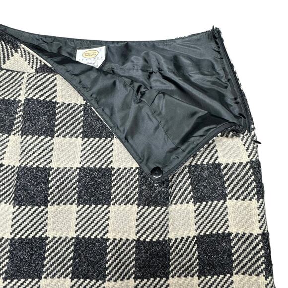 Talbots Vintage y2k Petites Buffalo Plaid Wool Blend Skirt Gray Size 8P - Picture 4 of 9